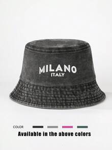 1pc Printed Milano Bucket Hat, Outdoor Adjustable Sun Protection Casual Cap, Suitable For Spring/Autumn Travel, Beach Vacation, Y2K Style For Young - Print - View 12