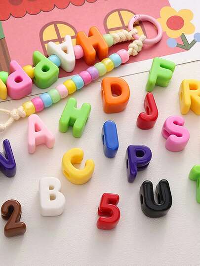 10 件/26 件电镀亚克力大孔英文字母珠，DIY 手机挂绳，休闲鞋饰，手工珠宝配饰，节日礼物