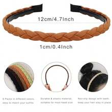 D6 Packs Braided Headbands For Women Girls 1cm Thin Flexible Headband With Teeth Comb Non Slip Fashion Head Band Hairbands Hair Accories5001 - 彩色 - 查看 2