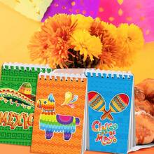 Cartoon Mehrfarbiger Mexikanischer Hut, Kaktus 8 Stücke Set, Mexikanischer Stil Abschlussfeier Themen Party, Handgemachtes DIY Bilderbuch, Malbuch - Mini Spiralbuch - Süßes Cartoon Design, Glatte Oberfläche, Folgen Sie den Bildern im Buch, Ausmalen mit Buntstiften und zeichnen Sie schließlich ein schönes Bild