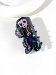 1 件女士万圣节畅销发爪亚克力骷髅头多功能节日氛围发夹发饰女爪夹秋季配饰