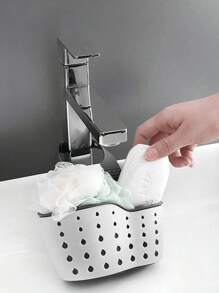 1 pieza Cesta colgante de drenaje con caja de almacenamiento de silicona, tirante de escurrido de hombro Adjustable, soporte para esponja, cesta colgante Faucet, bolsa de almacenaje de cocina, perfecta para estropear esponjas y trapos en la cocina