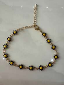 1 件女士优雅向日葵吊坠脚链，适合夏季海滩、休闲派对