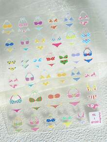 1 件性感夏日绳索风格美甲贴纸，美甲沙龙和日常 DIY 美甲装饰，款式 1 - 彩色 - 查看 2