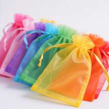 10/50/100pcs White Gift Packaging Bags, Colorful Organza Wedding Candy Bags, Christmas, Halloween Candy Bags, Various Festival Party Tableware Packaging Supplies, Holiday Outdoor Home Supplies, Storage Bags, Festival Wedding Party Gift Packaging Supplies, Festival Events And Party Gift Packaging Bags, Suitable For Various Festivals, Parties, Gatherings, Birthdays, Weddings
