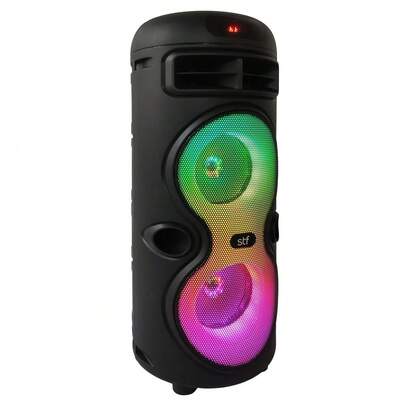 STF  Bocina Hoss Tower Portátil 10W  2 Altavoces 4"  LED RGB, TWS  Bluetooth 5.3 Batería 1500mAh FM, USB, Micro SD, Aux 3.5mm, Micrófono 6.3mm