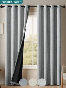 1pc Pure Linen Solid Color Blackout Curtain, Modern Minimalist Heat Insulation Partition Panel, Suitable For Bedroom, Living Room, Bay Window, Balcony Decoration