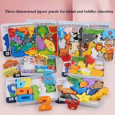 1pc-Children's Three-Dimensional Jigsaw Puzzles, Animal Traffic, Fruit, Large Block Building Blocks, Early Education, Intelligence And Enlightenment T