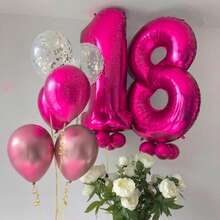 40 Inch Magenta Color Number Balloons, Large Foil Polyester Balloons For Birthday Party Decorations, Suitable For Birthday Theme Parties And Events, Anniversary Celebrations, Graduation Ceremonies, Valentine's Day, Baby Showers, Home Decor Room Background Decorations - Hot Pink - View 7