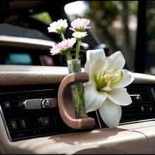 One Set, , Solid Wood C-Shaped Car-Mounted Flower Vase, A Car Console Air Outlet Flower Vase, A Hydroponic Flower Pot, Artistic Car Accessories, Car Flower Vase, Small Flower Vase, Daily Good Mood, Scented Flower Vase, Car Essential Items, A Gift For Dad, A Gift For Mom, A Gift For A Friend, A Gift For A Girlfriend, A Gift For A Boyfriend, A Souvenir, A Gift, Birthday Gift, - Multicolor - View 2