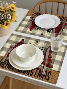 2/4/6/8 Stücke Weihnachtsbaum Tischsets, 30cm*45cm, 100% Polyestermaterial, geeignet für Restaurant, Esszimmertisch, Kaffeetisch Dekoration, Outdoor Party Feiertags Tischdekoration