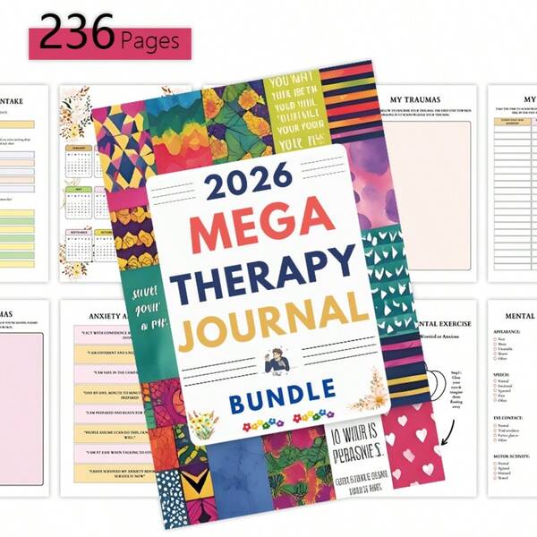 2026 Super Relaxation Diary: Colorful Mental Health & Self-Care Planner With Floral Geometric Patterns, Inspirational Quotes - Meditation Tool, Personal Growth Design, Durable Cover, Guided Journal, Aesthetic Style, Reflective Records, Sturdy Cover, Suitable For Writing Enthusiasts