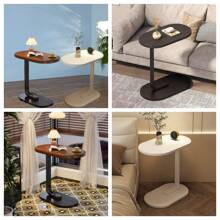 1 Piece Of Family Office Desk, Living Room C-Shaped Sofa Side Table - Modern And Durable Wood And Iron Structure, Sturdy Black Frame - Perfect Choice For Living Room And Bedroom Decoration, Compact Design Suitable For RVs And Families, Easy To Carry, Sofa Side Table