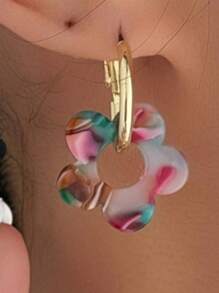 1 Pair Fashionable & Cute Acrylic Multicolor Tassel Dangle Earrings, Suitable For Women, Great For Dates, Parties, And Gifts