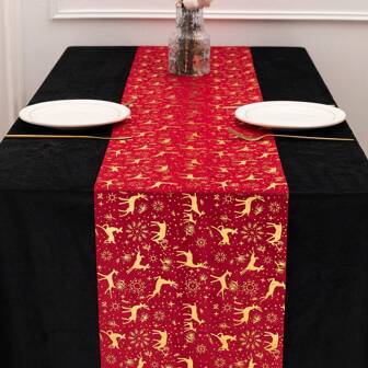 1 pièce Chemin de table renne de Noël, 28 x 180/275 cm, convient pour Noël, Halloween, fêtes, rassemblements, mariages, décoration de table intérieure et extérieure