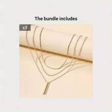 1 Set Of Fashion Necklaces, Multi-Layer Holiday Style Geometric Pendant Chain Necklaces, 18K Gold-Plated Jewelry, Party Wear, Gift For Friends. Gold (Mellow, Warm, Rich), K Gold (Fashionable, Diverse), Rose Gold (Gentle, Romantic), Pendant Chain (Single Main Stone, Simple), Set Chain (One-Piece Molding, Exquisite), Primary And Secondary Clear (Simple Plain Chain Against Complex Neckline, Not Stealing The Show), Stacking (Multi-Layer Thin Chain Length Staggered, Not Messy), Complex And Simple Complement Each Other - 金色 - 查看 5