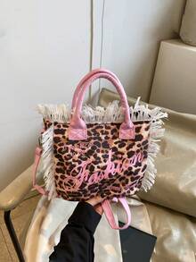 2025 Fashionable Casual Canvas Wide Strap Shoulder Crossbody Handbag - Pink - View 6