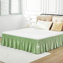Wrap Around Dust Ruffle Bed Skirt - Dark Grey - For Queen Size Beds With 15 Inch Drop - Elastic Strap - Adjustable Pleated Bedskirt With Brushed Fabric And Wrinkle Free - For Women, Men, Kids & Teens - Multicolor - View 6