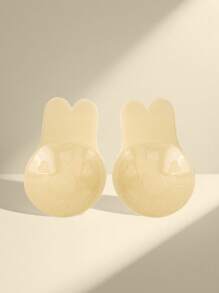 2pcs Reusable Rabbit Ear Silicone Nipple Covers, Breast Lift Tape, Invisible Bra, Self-Adhesive, Suitable For Sports, Lift