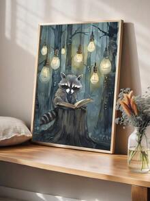 1幅复古狐狸印花，狐狸墙饰，暗黑田园风装饰，森林动物，狐狸装饰，狐狸艺术，暗黑学院风，动物印花，书虫礼物，浣熊印花，森林主题婴儿房装饰，森林动物，浣熊艺术自然印花森林印花，动物墙饰，卧室装饰，客厅装饰 - 彩色 - 查看 4