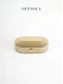 3D纹理亚克力晚装包，新款时尚雕花造型派对手拿包，配链条肩带，女士单肩包和斜挎包，大理石和琥珀色图案盒包 - 金色 - 查看 4