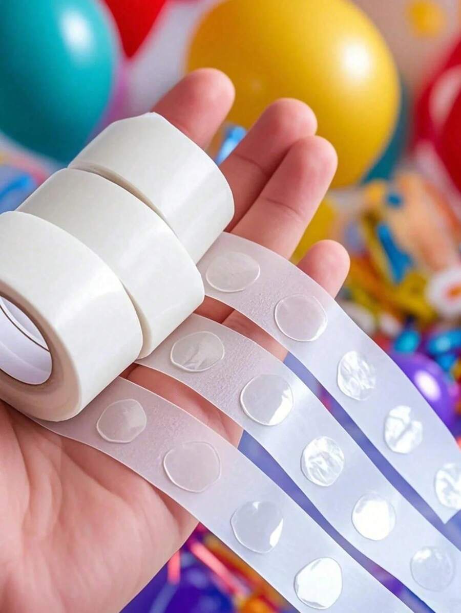 100张/卷透明双面点胶气球贴纸，适用于婚礼和生日装饰 - 無色 - 查看 1