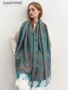 1 pieza Pañuelo/Chal de alta calidad con estampado de paisley - lago verde - Ver 3