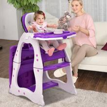 3 In 1 Baby High Chair Convertible Play Table Seat Booster Toddler Feeding Tray Purple - 紫色 - 查看 2