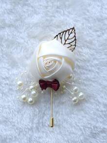 1 PCBridal And Groom Simulation Flower Chest Flower Brooch Flower Wedding Corsage Companion Gift Halloween Christmas - Multicolor - View 3