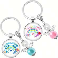 2pcs Angel Keychain, Pink & Blue, School Decoration, School Supplies Filler, Candy Bag, Back To School Gift, Inspiring And Auspicious Keychain Car Accessories Cute Goth Y2k