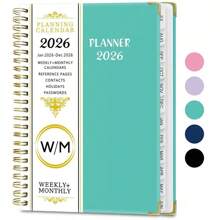 2026/1-12 A5 Planner Notebook, 71 Sheets/142 Pages - Monthly & Weekly Calendar, Pink & Gold Edges, Elastic Closure, Inner Pocket, Ideal For Office & School Organization