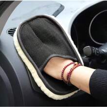 Microfiber Wool Soft Auto Car Washing Glove Cleaning Car Cleaning Glove Motorcycle Washer Care Car Paint Wash Care Tools - 黑色 - 查看 2