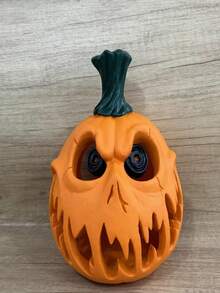 Halloween Pumpkin Resin Decoration - Ghost Skull With Strange Facial Features, Hollow Design Suitable For Indoor/Outdoor Festival Decoration, Halloween Decoration/Strange Pumpkin Design/Carved Texture, Halloween Decorations - Purchase Candles By Yourself (Note: Electric Candles Can Be Bought)