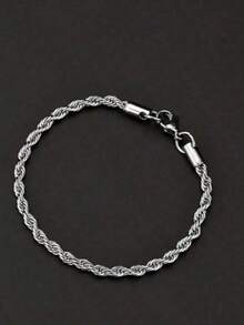 1 件银色休闲简约日常时尚配饰手链 - 銀色 - 查看 7