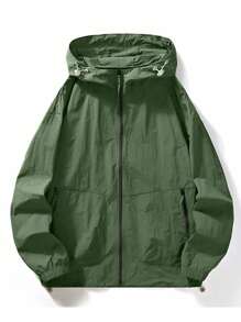 Chaqueta deportiva ligera de unicolor para hombre para verano, transpirable, de manga larga con protección solar para correr y hacer ejercicio