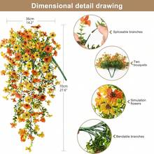 1/3/25pcs Artificial Hanging Flowers Plants For Outdoor Autumn Decoration, Silk Daisy UV Resistant Look Real For Outside Home Indoor Planter Porch Garden Yard Decor, Autumn Decoration, Fake Plants