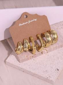 6-18 piezas Pendientes de moda de la serie Océano Dorado con estrellas de mar y elementos geométricos, adecuados para uso diario, regalo para familia, novia, amigos, vacaciones