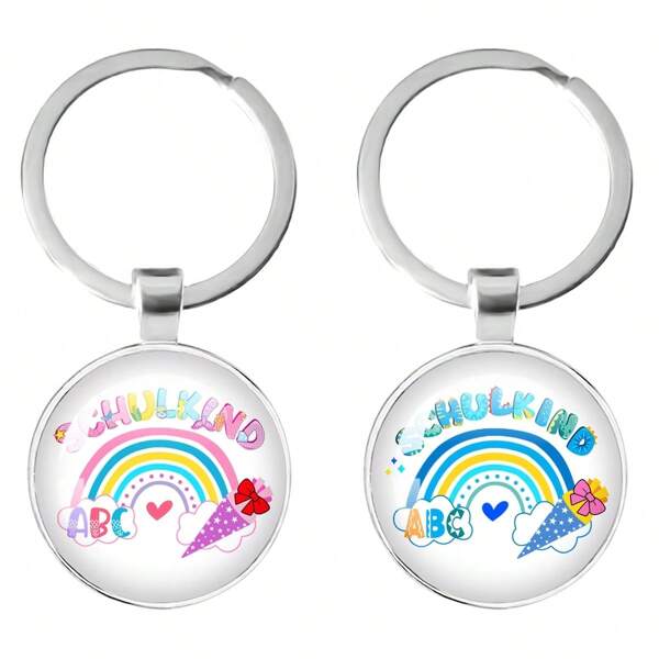 2pcs Angel Keychain, Pink & Blue, School Decoration, School Supplies Filler, Candy Bag, Back To School Gift, Inspiring And Auspicious Keychain