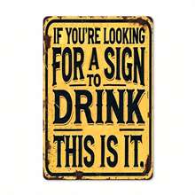 Funny Drinking Quotes Metal Sign - Retro Yellow And Black Design Bar Decoration - Heavy Aluminum Hanging Sign, Suitable Home, Pub, Office - Easy To Hang Wall Art - Housewarming ( 12x8inch ) - Decorative Signs And Plaques, Bar Decoration, Kitchen Decoration, Humorous Signs - 彩色 - 查看 5