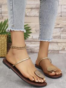 2025 New Fashion Women's Flat Decorative Thong Sandals