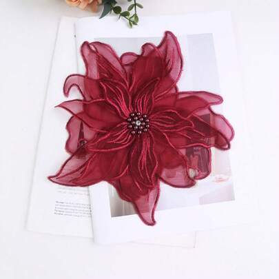 3D 刺绣蕾丝贴花，带水钻，23 厘米宽，DIY 新娘礼服配饰