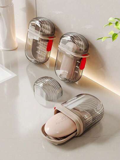 1/2/5pcs Portable Travel Soap Box, Creative Luxury Travel Soap Box With Cover, Creative Sealed Drainage, Business Travel Small Soap Box, Outdoor Travel Soap Box, Student Dormitory Bathroom Sealed Portable Creative Soap Box Multi-Functional Storage Box (The Handle Part Will Be Randomly Shipped In Two Shapes, Subject To The Actual Product)