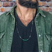 1 件男士复古做旧绿松石贝壳和宝石串珠项链，天然椰子冲浪者项链颈链礼物 - 彩色 - 查看 3