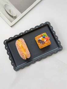 1/2/4/6pcs Black Plastic Dessert Plates/Trays, Suitable For Graduation Ceremony, Birthday, Party, Wedding - Black - View 5