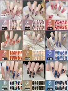 1pc No-Bake Marble Pattern Glitter Nail Stickers, Waterproof Peel-Off Nail Art Stickers, Full Nail Wrap, Women's Nail Art, Self-Adhesive Nail Stickers, Minimalist & Fashionable, Easy To Use, Suitable For Holiday Decoration, Party Decoration, Stage Decoration, Daily Decoration, Holiday Gifts, Birthday Gifts, A Perfect Gift For Loved Ones