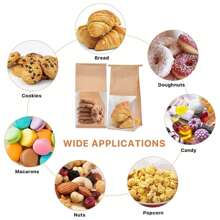 10 pungi de pâine cu legături de tablă. Pungile de pâine sunt fabricate din hârtie de bumbac maro. Pungile de depozitare au ferestre transparente și sunt potrivite pentru brutării, cafenele și pâine de casă. Sunt disponibile mai multe dimensiuni.