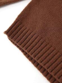 1pc Boy & Boys' Simple Solid Color Comfortable Casual Versatile Personalized Partially Thick Warm Cardigan Sweater, Suitable For Autumn/Winter - Brown - View 6