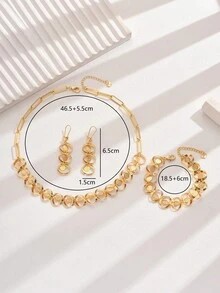 4pcs Elegant Vintage Personalized Fashion Banquet Jewelry Set, Necklace, Earrings, Bracelet - A - View 5