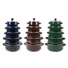 1pc/5pcs Upgraded Thick Black & White Marble Enamel Pot Set, High Quality Large Capacity Starry Speckle Enamel Pot, High-Quality Classic Speckle Enamel Pot, Multi-Function Stew Pot, Soup Pot, Boiling Pot, Suitable For Restaurants, Homes, Outdoor, Gas, Electric And Induction Cooktop, Easy To Clean Non-Stick - Starry Sky Dot Series - View 5