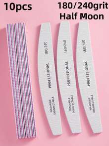 3/5/10/25pcs Nail Files, 100/180 Grit Sandpaper Nail Files, 10pcs Professional Washable Double-Sided Coarse Foot File, Heavy Duty, For Acrylic Nail Removal, Pedicure Manicure Tools - Multicolor - View 25